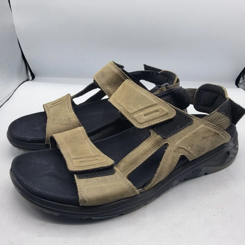 ECCO X-Trinsic Mens Size 10 Olive Green Leather Sport Flat Sandal Camo Soles